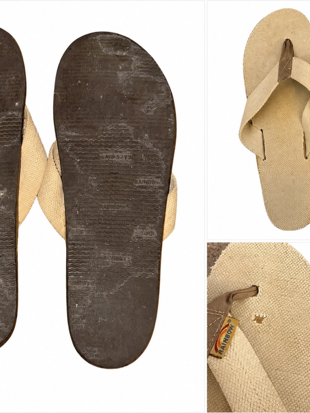 Rainbow Women's Beige Canvas Thong Sandals